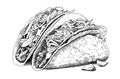 Taco hand drawn engraving style sketch Restaurant business concept Royalty Free Stock Photo