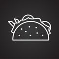 Taco icon on black background for graphic and web design, Modern simple vector sign. Internet concept. Trendy symbol for website Royalty Free Stock Photo