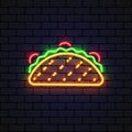 Taco icon neon for decoration design. Vector illustration