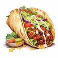 Taco Illustration In Vector Style: Inspired By Steve Hanks And Traditional Oil Painting