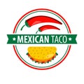 Taco logo icon isolated on white. Traditional Mexican dish Royalty Free Stock Photo