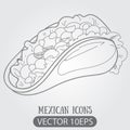 Taco logo. Traditional Mexican cuisine. Illustrations coloring