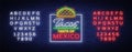 Taco logo vector. Neon sign on Mexican food, Tacos, street food, fast food, snack. Bright neon billboards, shining