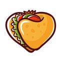 Taco love logo fast food heart Royalty Free Stock Photo