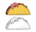 Taco lover is a cute and funny cartoon illustration