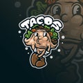 Taco mascot logo design vector with modern illustration concept style for badge, emblem and t shirt printing. Smart taco