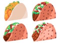 Taco mexican fastfood south american tortilla cheese meat drawing illustration