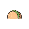 Taco mexican food vector icon isolated on white background Royalty Free Stock Photo