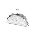 Taco. Mexican traditional food vector hand drawn illustration. Royalty Free Stock Photo