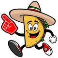 Taco Running with a Foam Finger Royalty Free Stock Photo