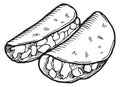 Taco sketch. Traditional mexican fast food dish Royalty Free Stock Photo