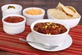 Taco Soup with assorted condiments