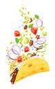 Taco. Traditional mexican fast food. Vector illustration.