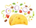 Taco. Traditional mexican fast food. Vector illustration.