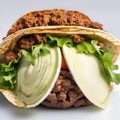 A taco transformed into a turtle, with lettuce shell and ground beef head2
