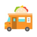 Taco truck vector, Food truck flat style icon Royalty Free Stock Photo