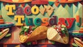 Taco Tuesday Pop Art Invitation Logo Image brightly colored Royalty Free Stock Photo