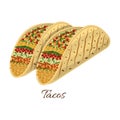 Taco vector icon.Cartoon vector icon isolated on white background taco. Royalty Free Stock Photo