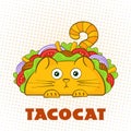 Tacocat surprised character fast food taco symbol