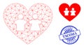 Tacoma Grunge Seal and Web Net Romantic Heart Vector Icon