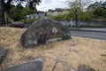 Tacoma, WA USA - circa August 2021: Angled view of the Gilbert M. Schuster Parkway marker in Old Town Tacoma