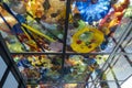 Tacoma, WA USA - circa August 2021: Gorgeous view of glass sculptures inside the ceiling of the outdoor walkway at the Museum of