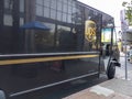 Tacoma, WA USA - circa August 2021: View of a brown UPS delivery truck parked on the side of a street downtown Royalty Free Stock Photo