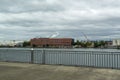 Tacoma, WA USA - circa August 2021: Wide view of the University of Washington Center for Urban Waters across the Thea Foss