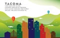 Tacoma Washington City Building Cityscape Skyline Dynamic Background Illustration