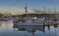 Tacoma Waterfront at Sunset. Tacoma, WA USA - January, 25 2016. Waterfront Marina is a popular place in Tacoma. Royalty Free Stock Photo