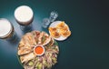 Tacos, beer and mezcal, falt lay Royalty Free Stock Photo