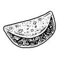 Tacos Birria Taco Quesabirria Quesadilla Drawing Art Illustration Vector