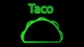 Tacos on black background, vector illustration. neon sign for fast food, food restaurant. neon green with taco inscription. design Royalty Free Stock Photo