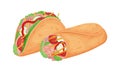 Tacos and burritos. Mexican cuisine. Burritos and tacos.Vector illustration isolated on a white background