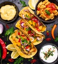 Traditional Mexican tacos with meat Royalty Free Stock Photo