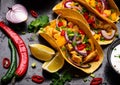 Traditional Mexican tacos with meat Royalty Free Stock Photo