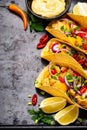 Traditional Mexican tacos with meat Royalty Free Stock Photo