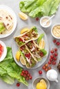 Tacos with chicken meat, salad and vegetables Royalty Free Stock Photo