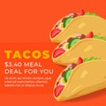 Tacos corn or flour tortilla with veggies promo