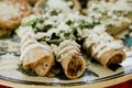 Tacos dorados, flautas de pollo, chicken tacos and spicy Salsa Homemade Mexican food in mexico Royalty Free Stock Photo