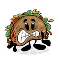 Tacos. Funnny cartoon character. Vector isolated background