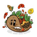 Tacos. Funnny cartoon character. Vector isolated background