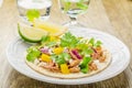 Tacos for lunch with chicken, pineapple salsa