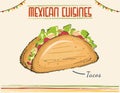 Tacos with meat and vegetable. Mexican fast food. Royalty Free Stock Photo