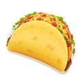 Tacos with meat and vegetable. Traditional mexican fast-food. Vector illustration.