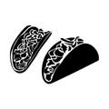 Tacos silhouettes set, fast traditional food top and side view Royalty Free Stock Photo