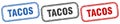 tacos square isolated sign set. tacos stamp.