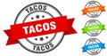 tacos stamp. round band sign set. label