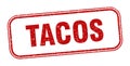 tacos stamp. tacos square grunge sign.