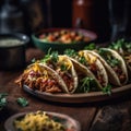 Tacos On Stone In Rustic Pub. Generative AI Royalty Free Stock Photo